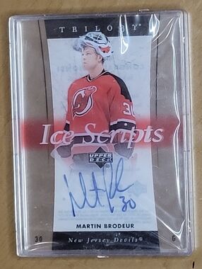Martin Brodeur 2005-06 Upper Deck Trilogy "Ice Scripts" card
